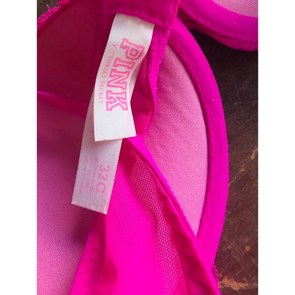 Pink Victoria's Secret Date Push Up Bra 32C Womens Hot Pink Underwired - Picture 5 of 6
